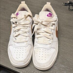 Nike Youth White and Tan Sneakers